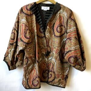 Richard James Paisley Jacket Black Tan Balloon Sleeve Reversible Jacket One Size